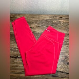 Alphalete Pulse Kinetic Leggings Coral Red High Rise Seamless Front Size L